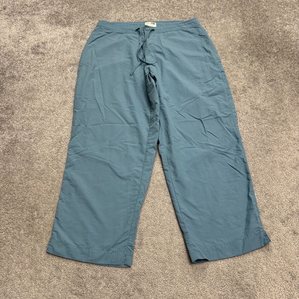 REI UPF50+ Nylon Cropped Pants Women 14 Blue Drawstring Lightweight Outdoor Hike